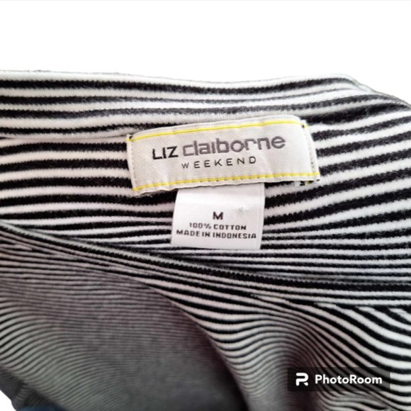Liz Claiborne Weekend Striped Tunic Top With Ties on the Wrists Size Medium - Picture 7 of 7